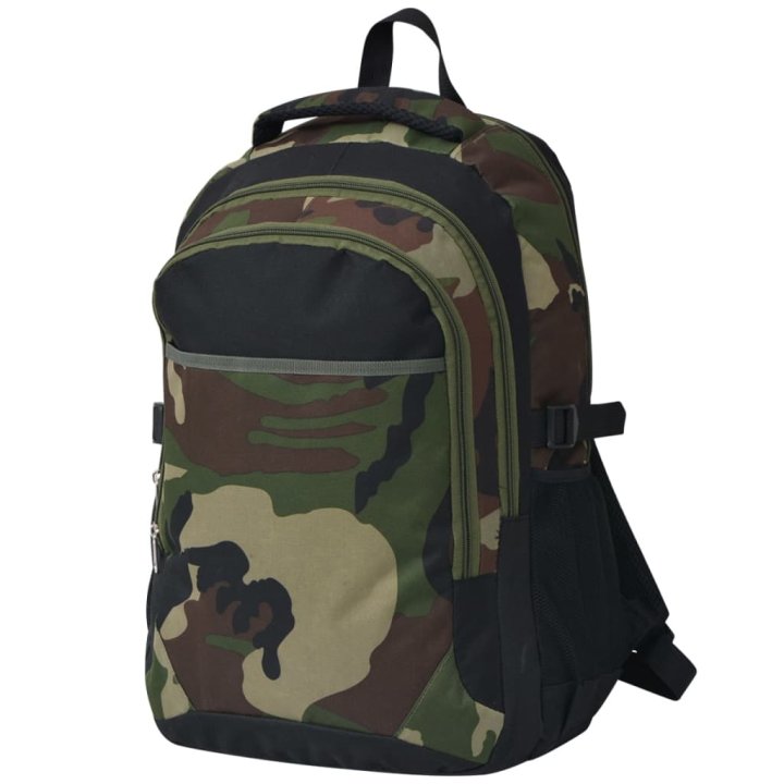 Mochila escolar 40 L preto e camuflagem | Briva Home