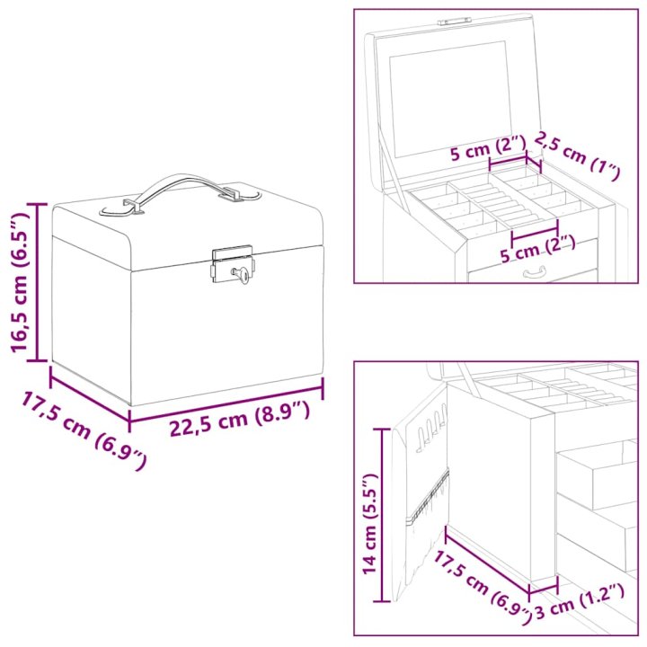 Caixa para jóias de 4 camadas com espelho com | Briva Home