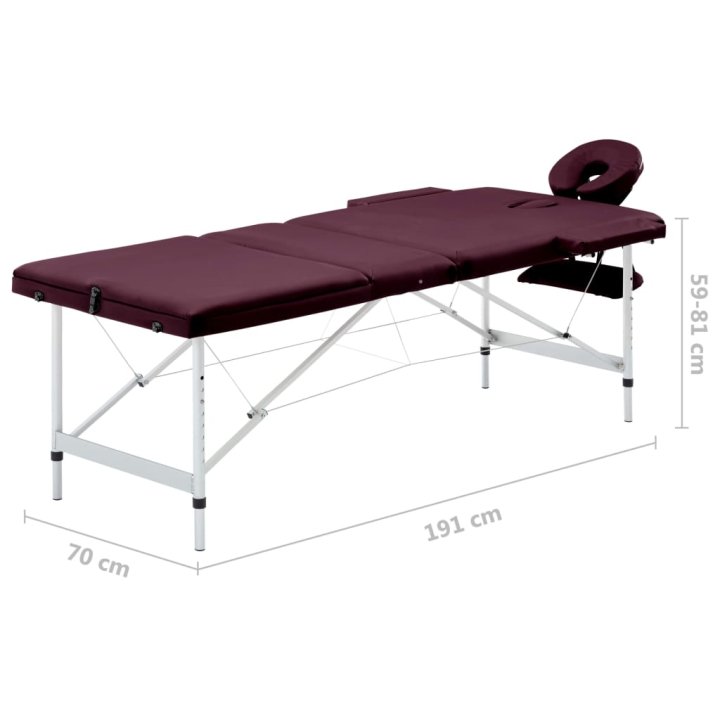 Mesa de massagens dobrável 3 zonas alumínio | Briva Home