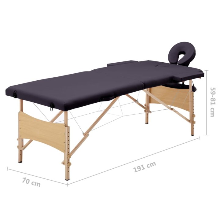 Mesa de massagens dobrável 2 zonas madeira roxo | Briva Home
