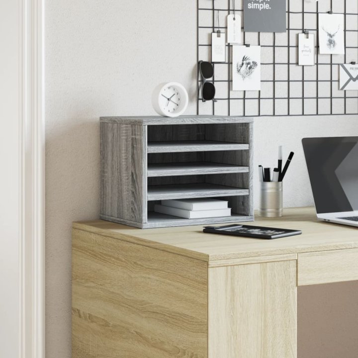 Organizador escritorio madera ingeniería gris | Briva Home
