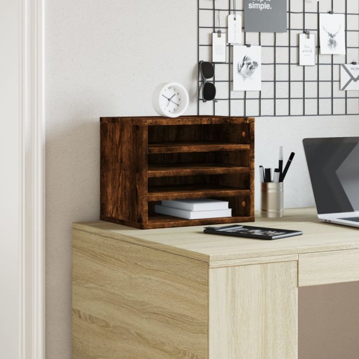 Organizador de escritorio madera roble ahumado | Briva Home